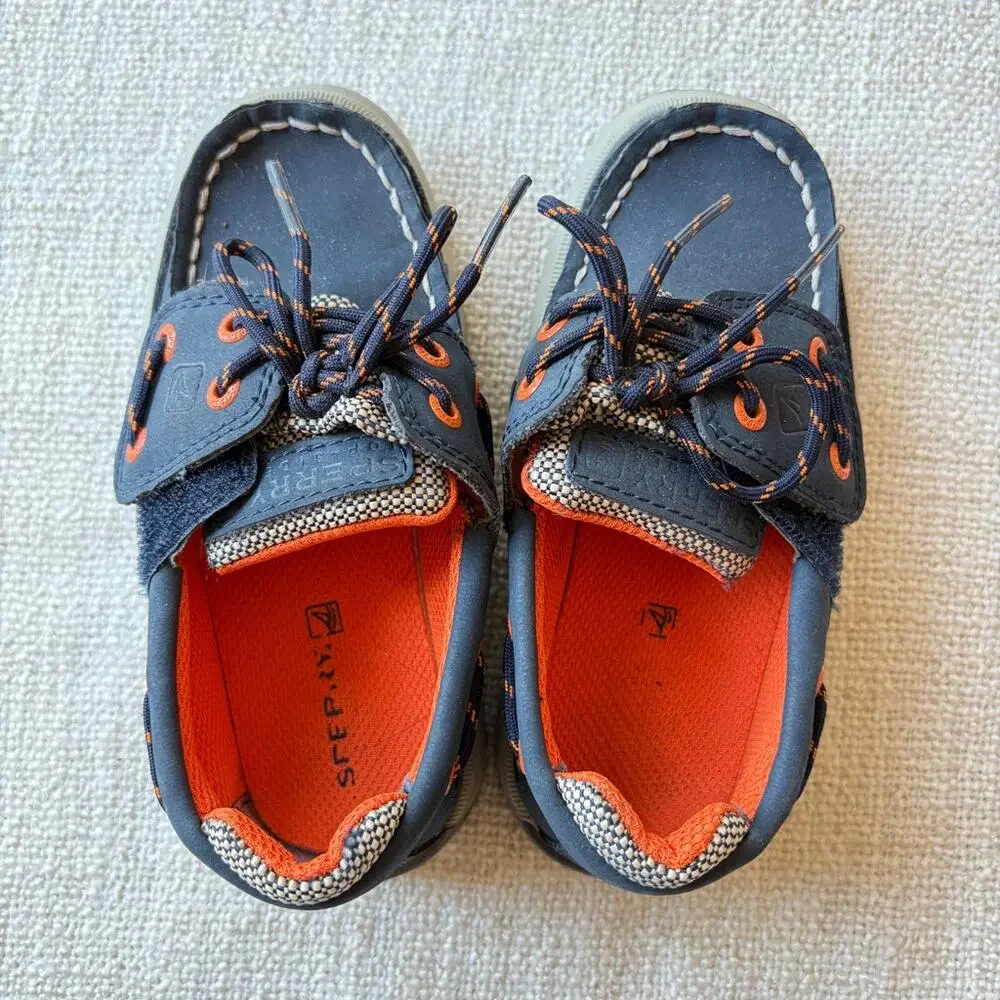 Sperry Boy's Blue Leather Boat Shoes VGUC Toddler 9.5